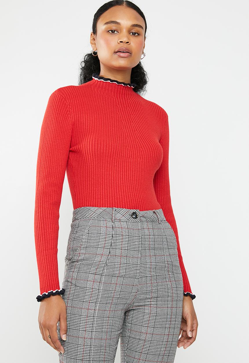ONLY - Laura long sleeve pullover knit - red