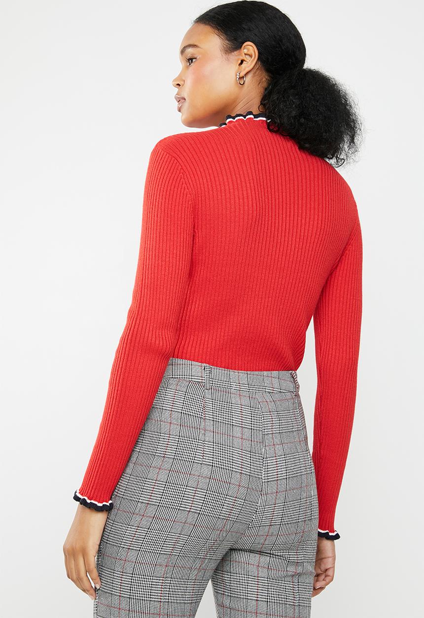 ONLY - Laura long sleeve pullover knit - red