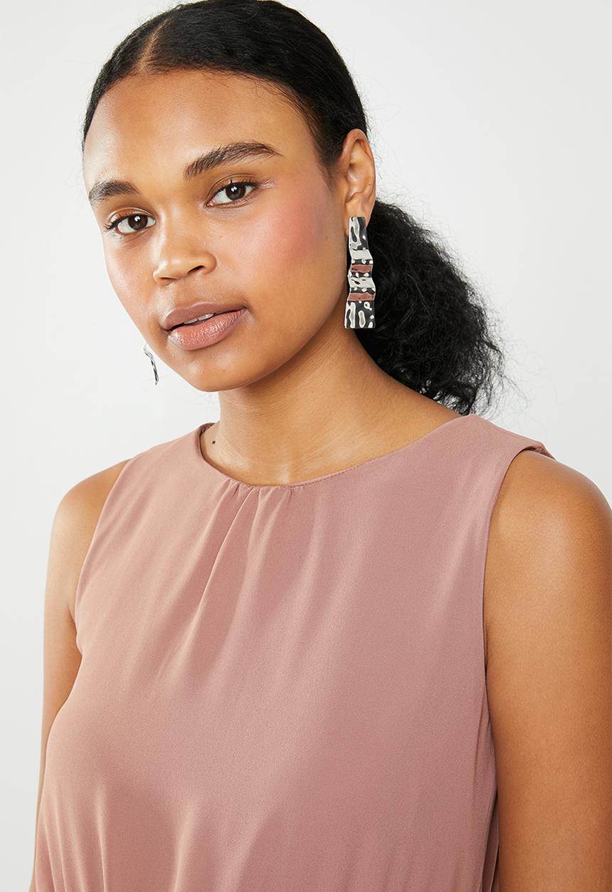 c(inch) - Self tie belted dress - pink