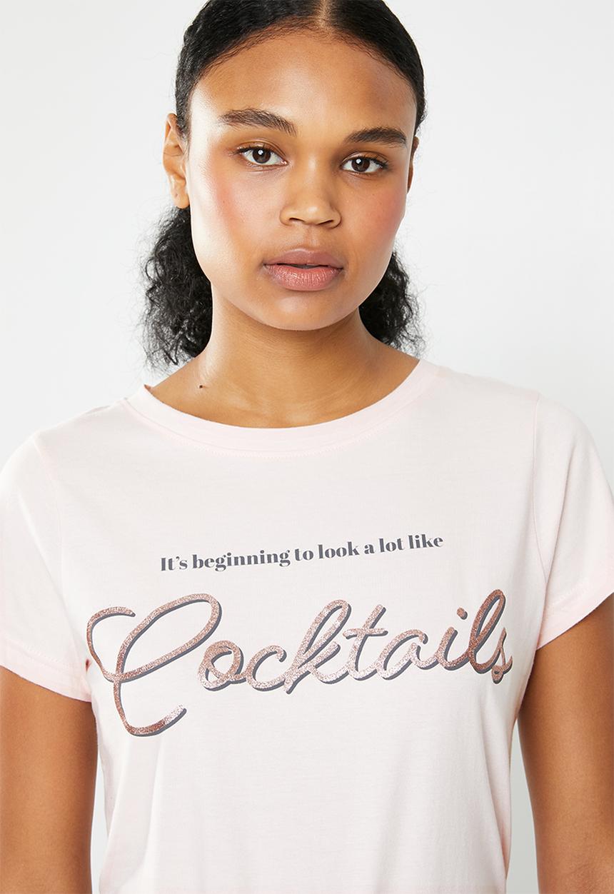 New Look - Cocktails pyjama jogger set - pink & grey