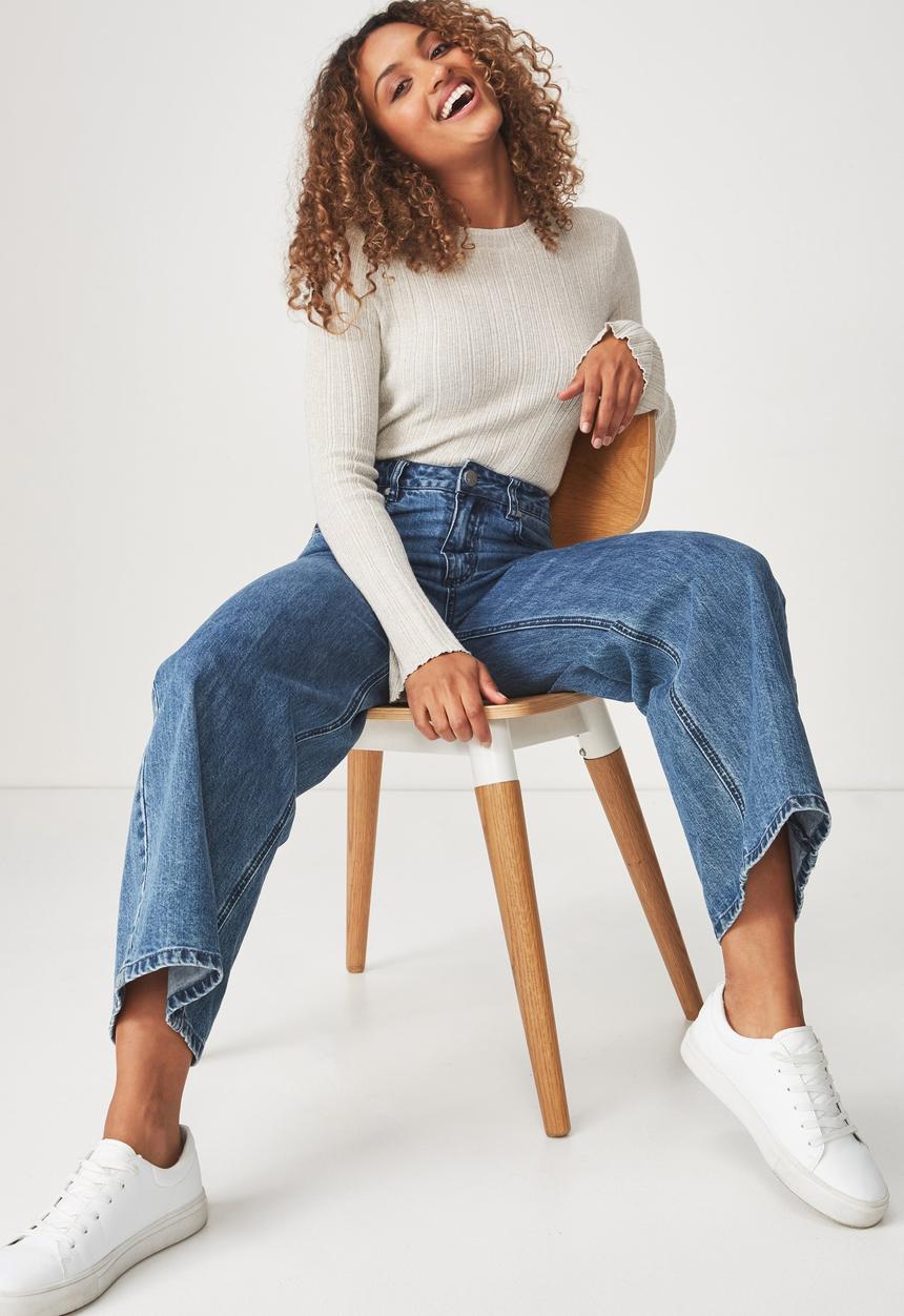 Cotton On - Metallic close to body pullover - cream