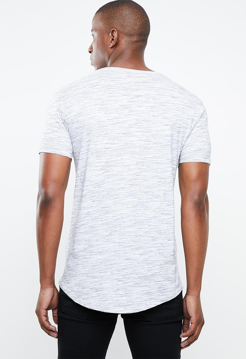 POLO - Space dye v-neck tee - white & grey