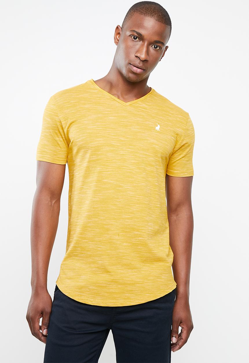POLO - Space dye v-neck tee - yellow
