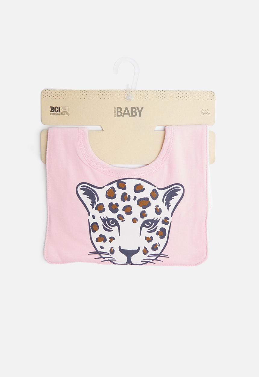 Cotton On - Sugar and spice leopard face bib - pink