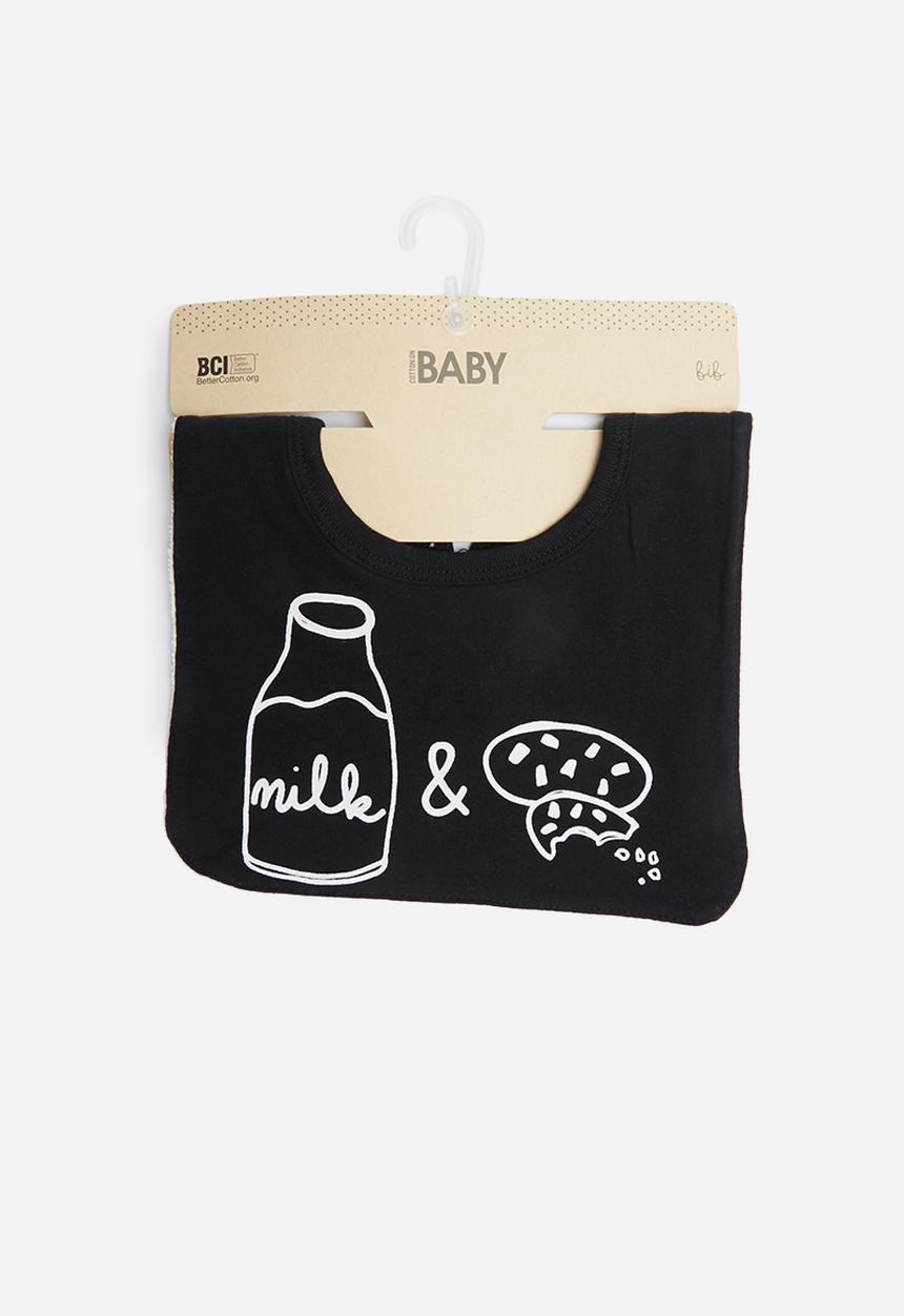 Cotton On - Sugar and spice milk & cookies bib - black 