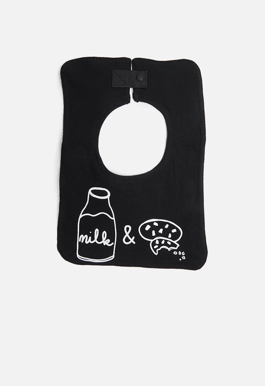 Cotton On - Sugar and spice milk & cookies bib - black 