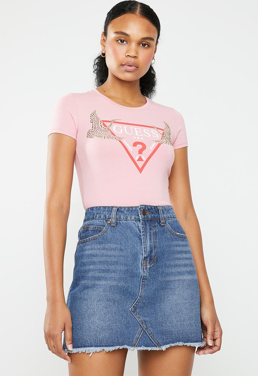 GUESS - Guess sequin crane logo tee - pink