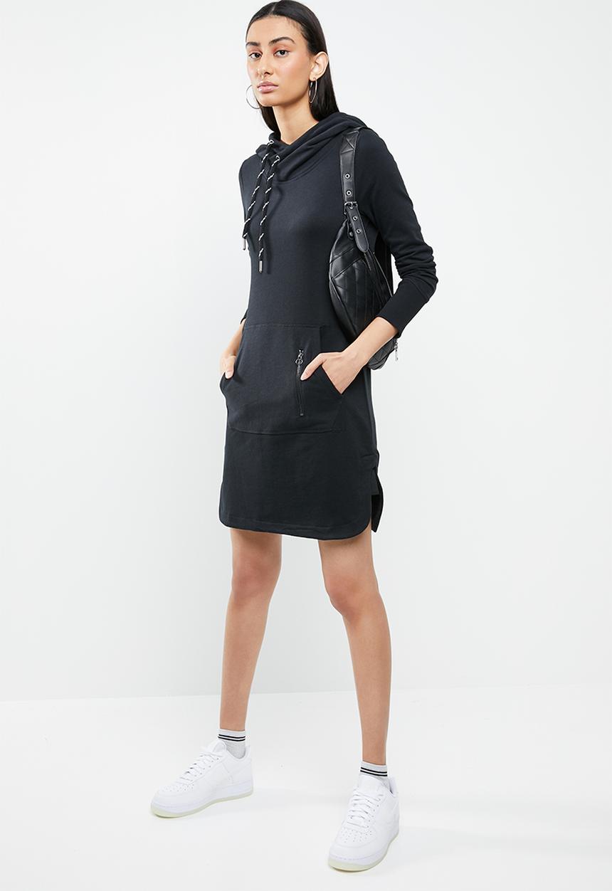 ONLY - June long sleeve hoodie dress - black