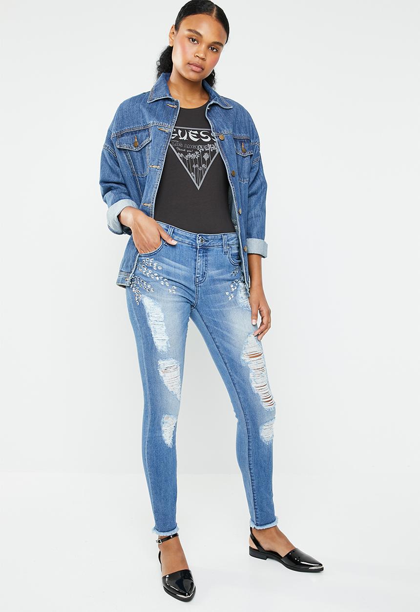 GUESS - Embellished skinny jean - blue