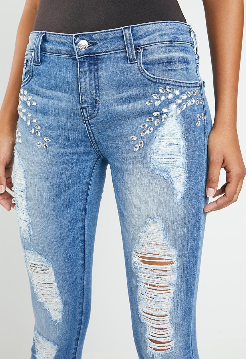 GUESS - Embellished skinny jean - blue
