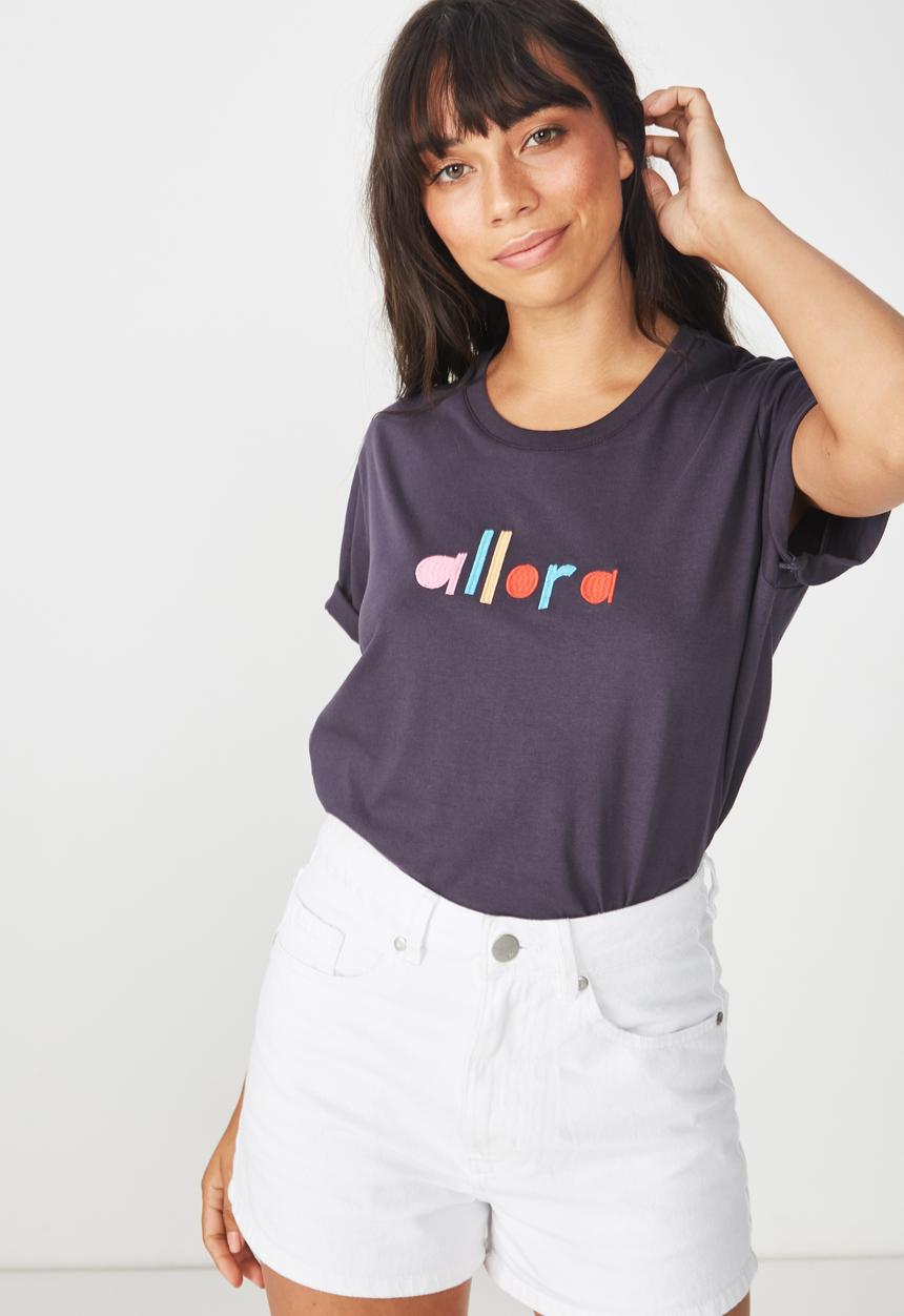 Cotton On - Classic slogan allora tee - purple 