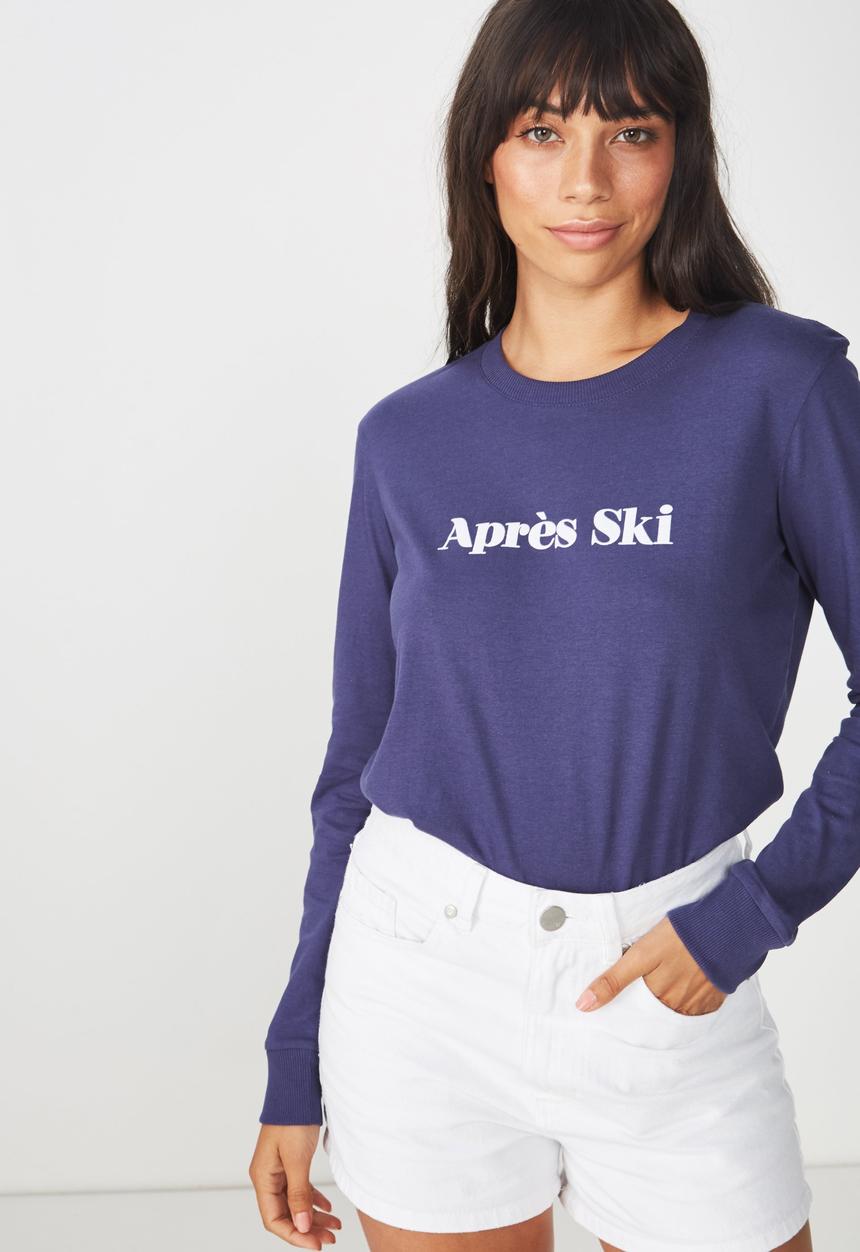 Cotton On - Classic slogan long sleeve tee - purple 