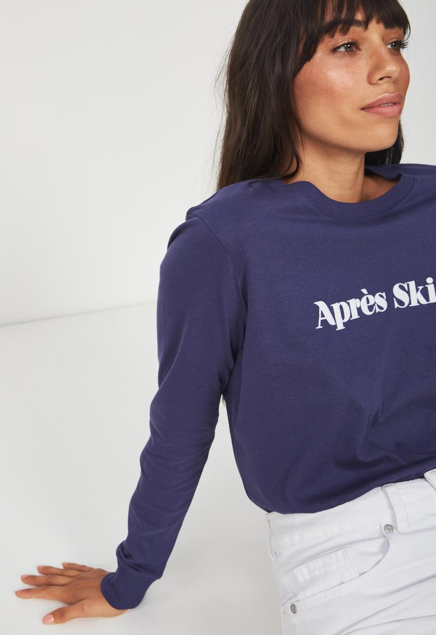 Cotton On - Classic slogan long sleeve tee - purple 