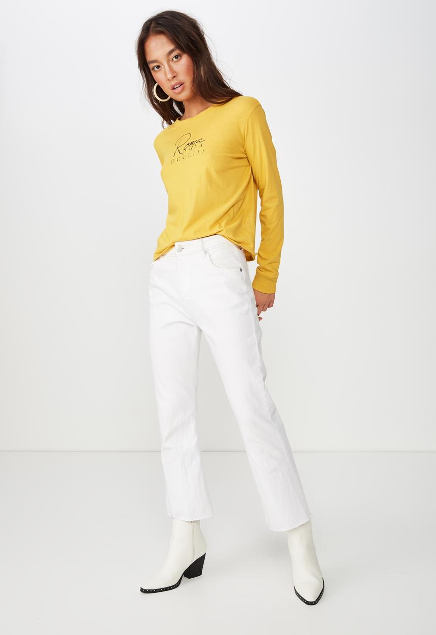 Cotton On - Classic slogan long sleeve tee - yellow