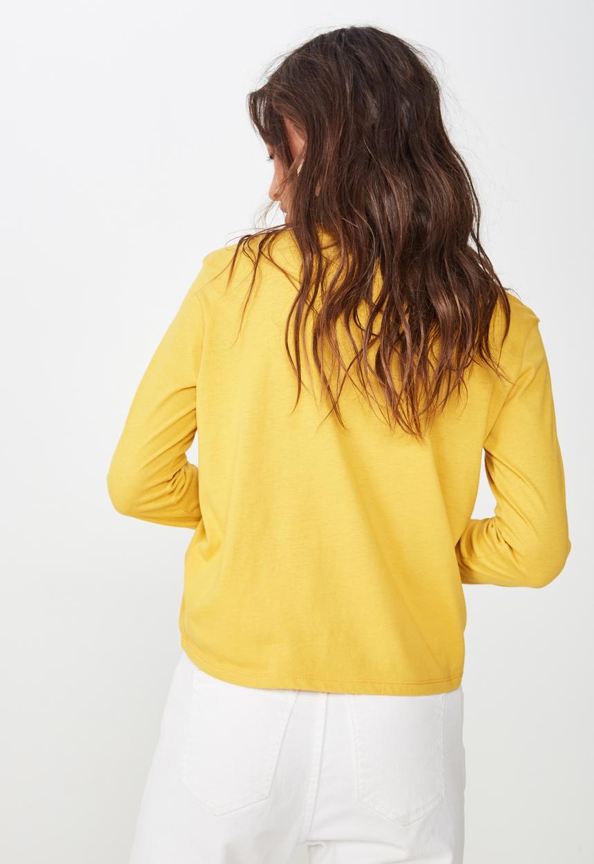 Cotton On - Classic slogan long sleeve tee - yellow