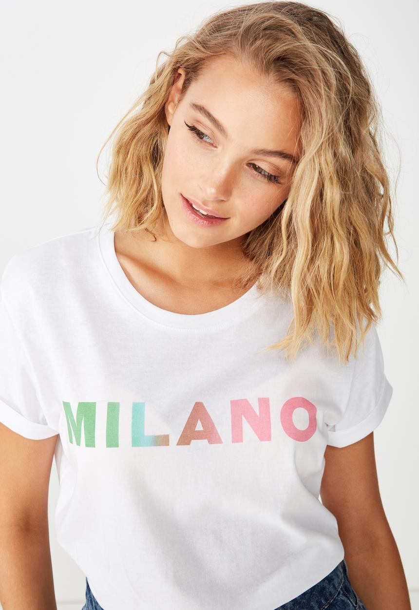 Cotton On - Classic slogan Milano tee - white