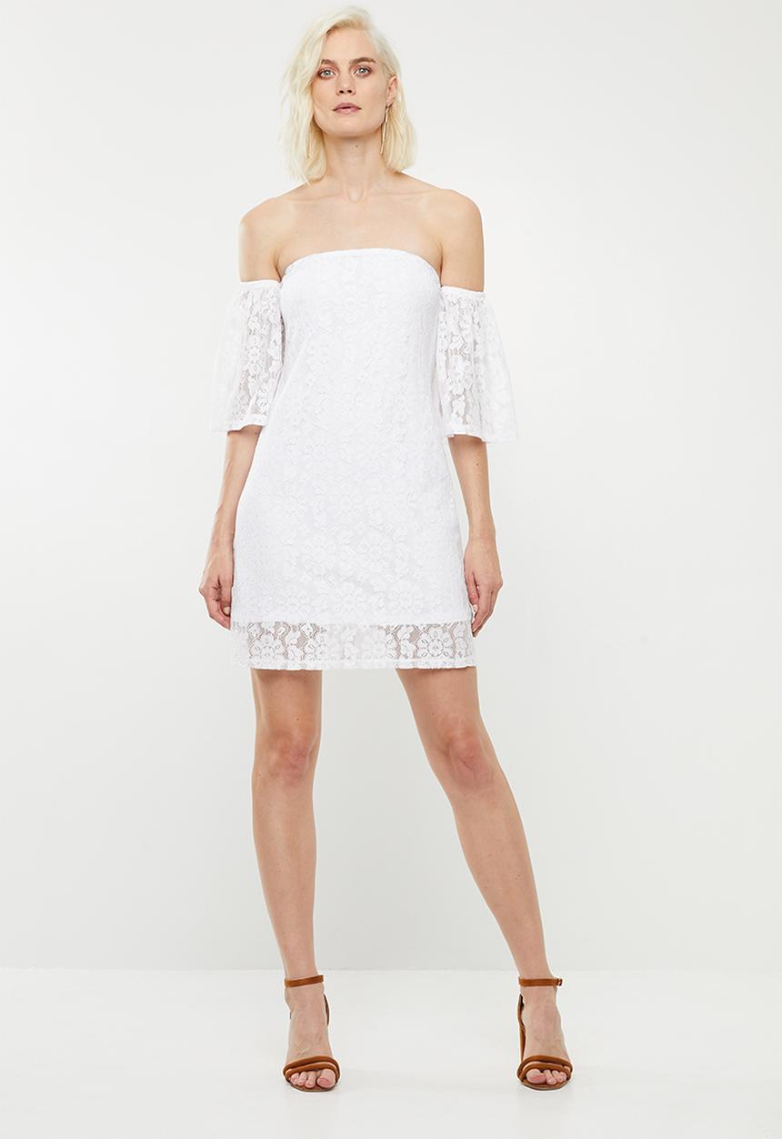 Superbalist - Flute sleeve lace dress - white