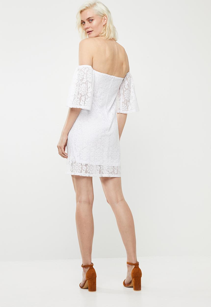 Superbalist - Flute sleeve lace dress - white