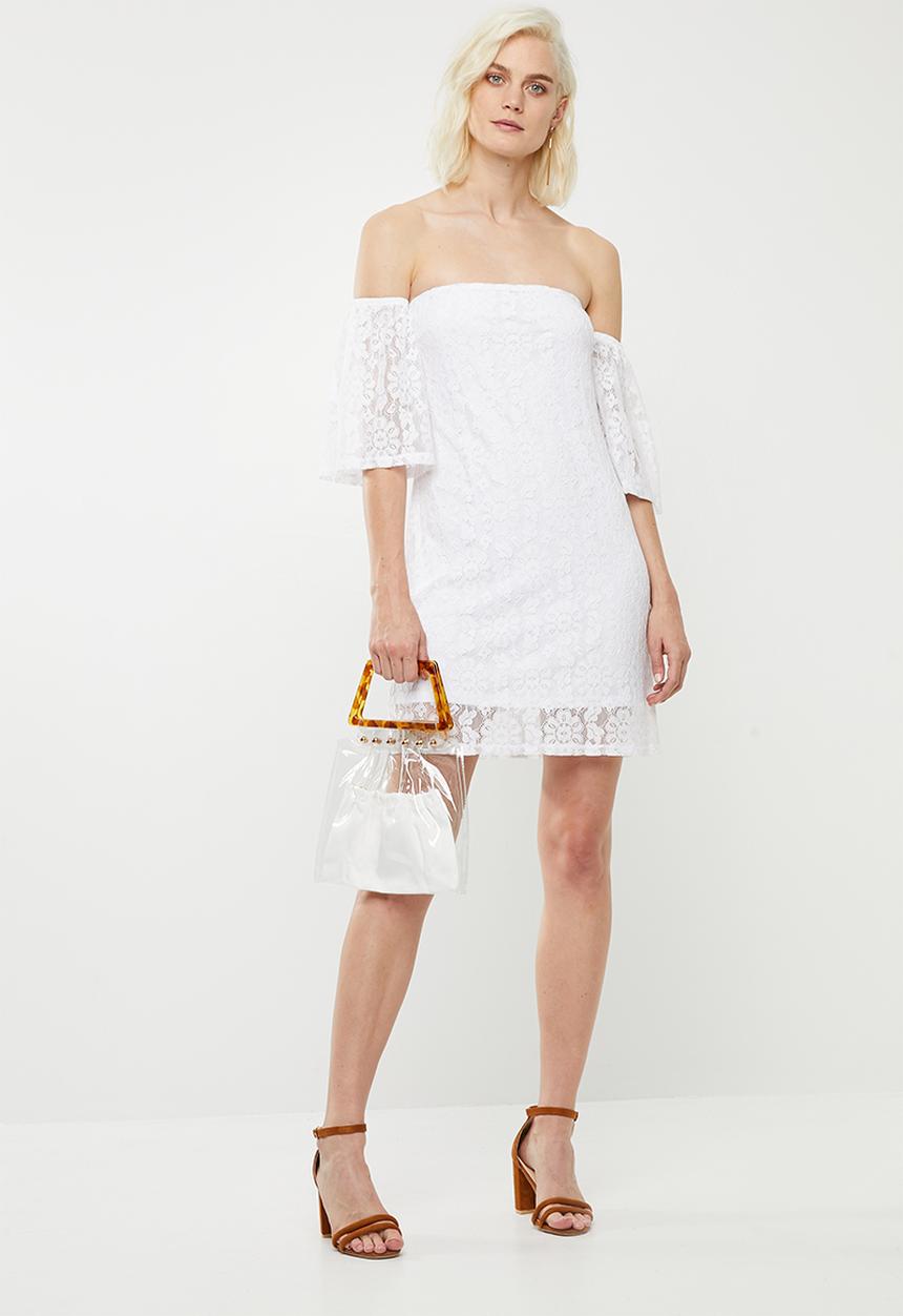 Superbalist - Flute sleeve lace dress - white