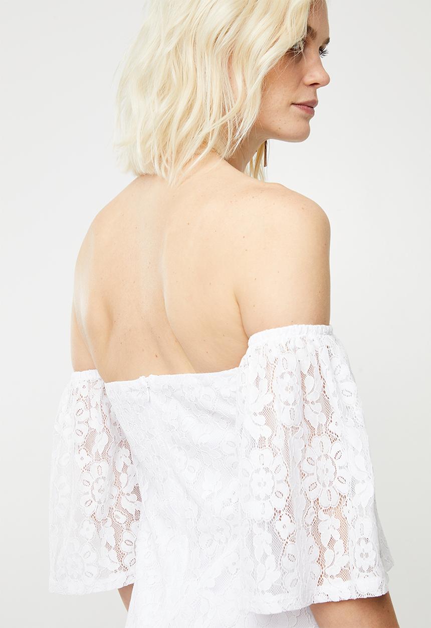 Superbalist - Flute sleeve lace dress - white