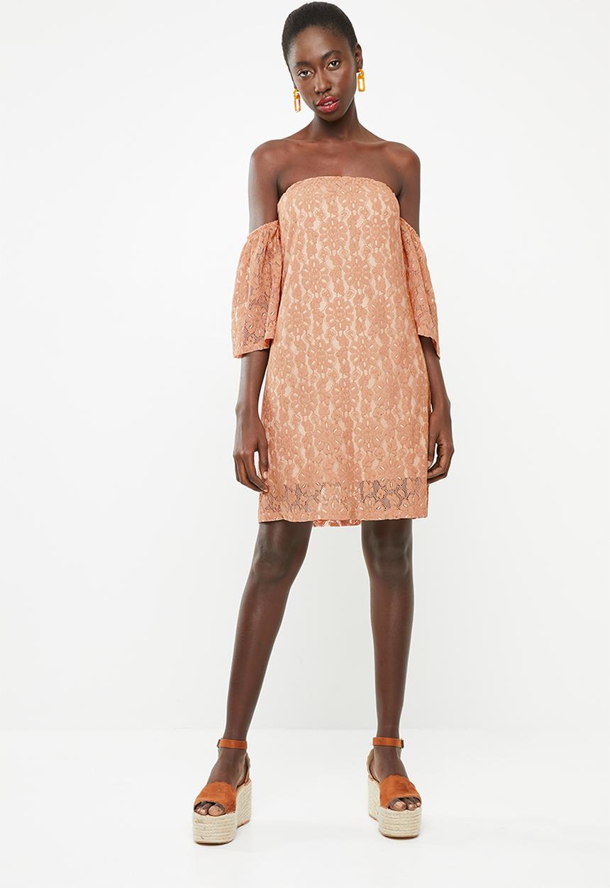 Superbalist - Flute sleeve lace dress - peach