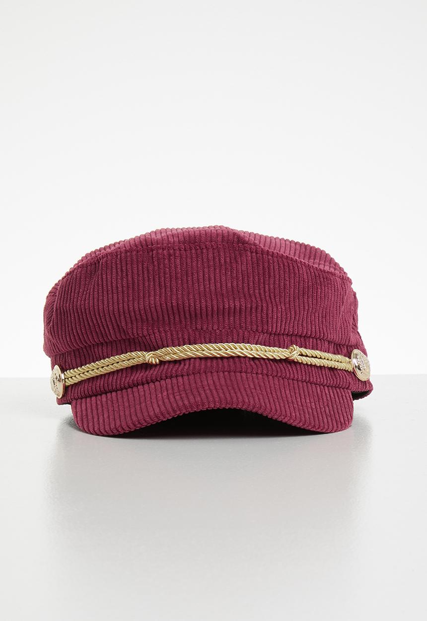 Superbalist - Corduroy baker boy cap - burgundy