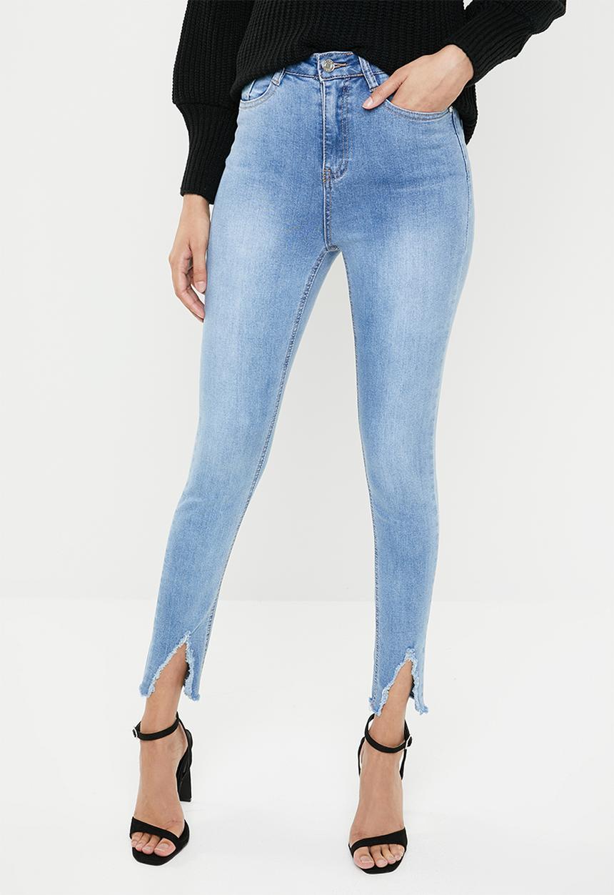 Missguided - Sinner nibble hem distressed skinny - blue