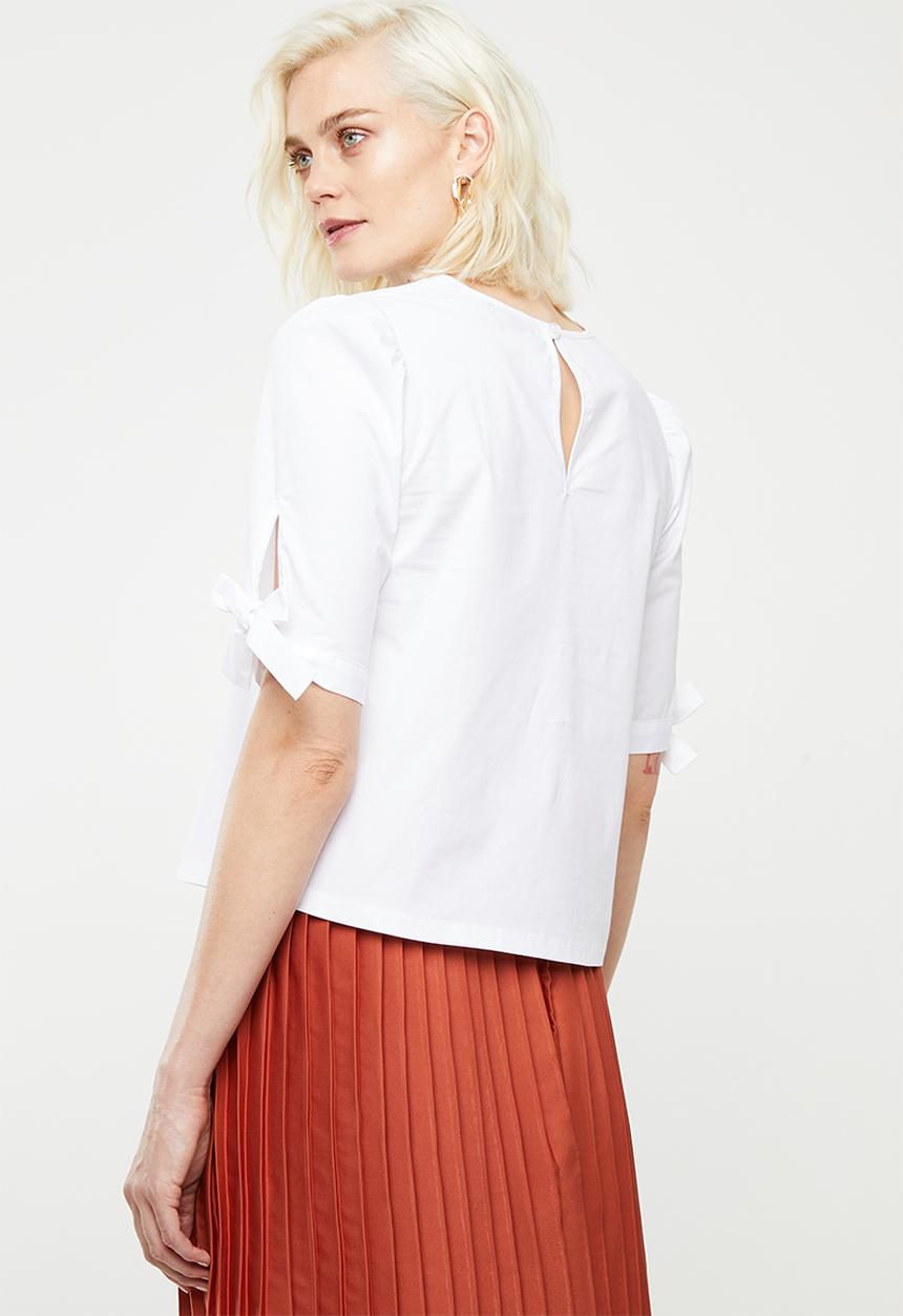 Superbalist - Tie sleeve blouse - white