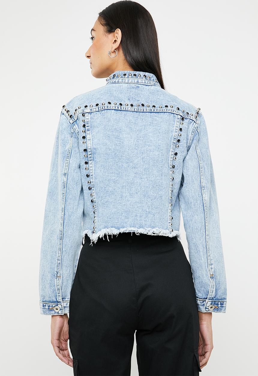 SISSY BOY - Thomi full trim denim crop jacket - blue