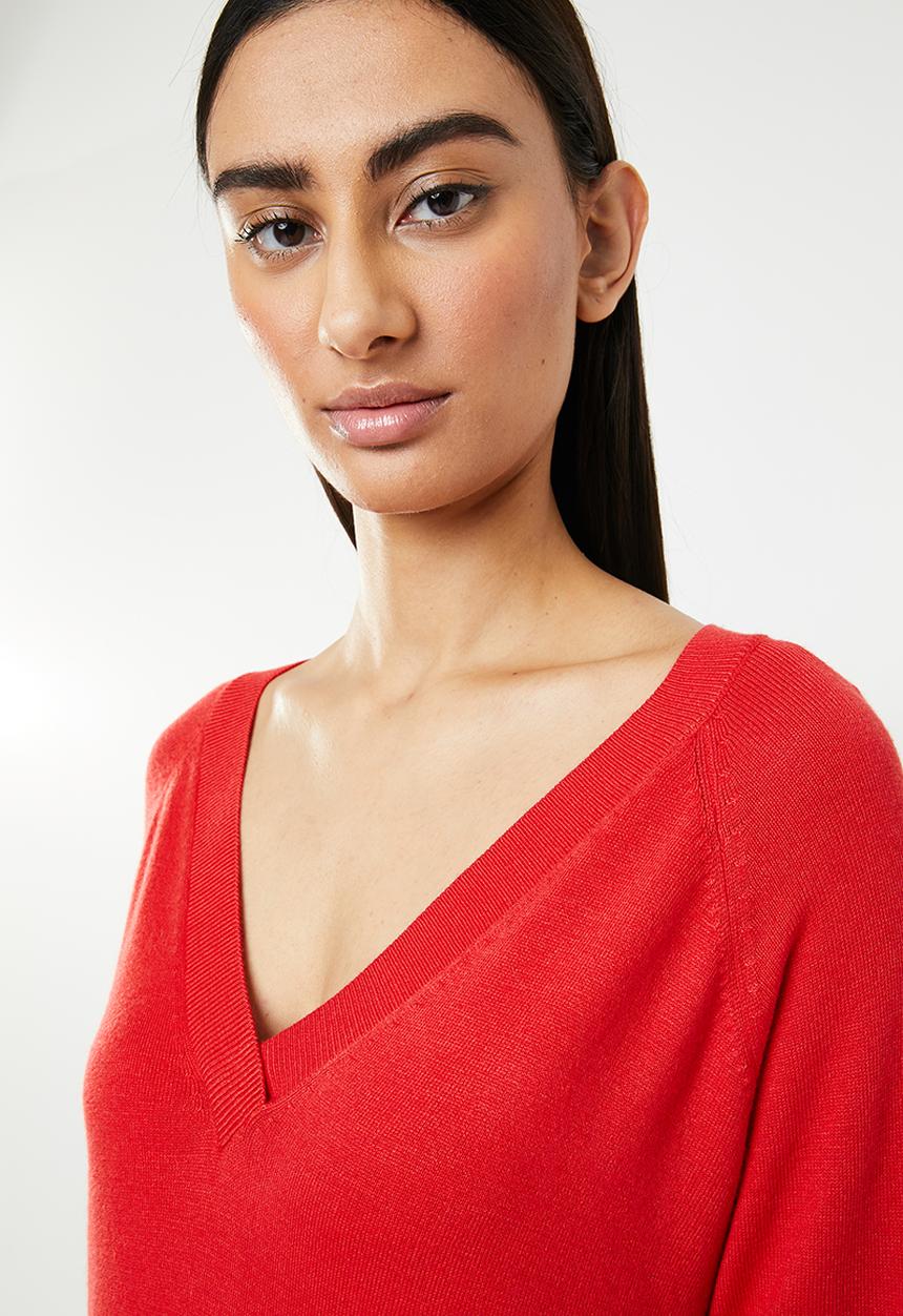 ONLY - Laura long sleeve v-neck pullover - red