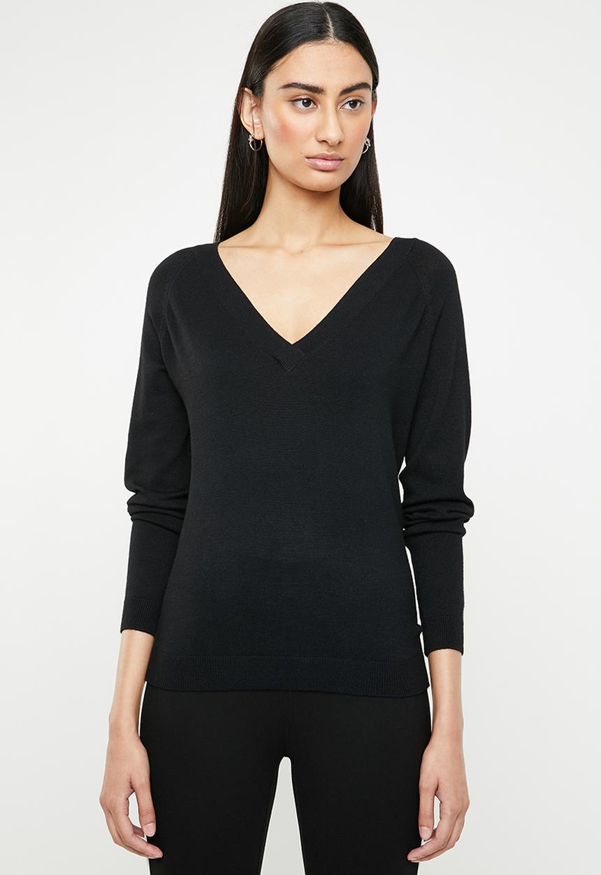 ONLY - Laura long sleeve v-neck pullover - black