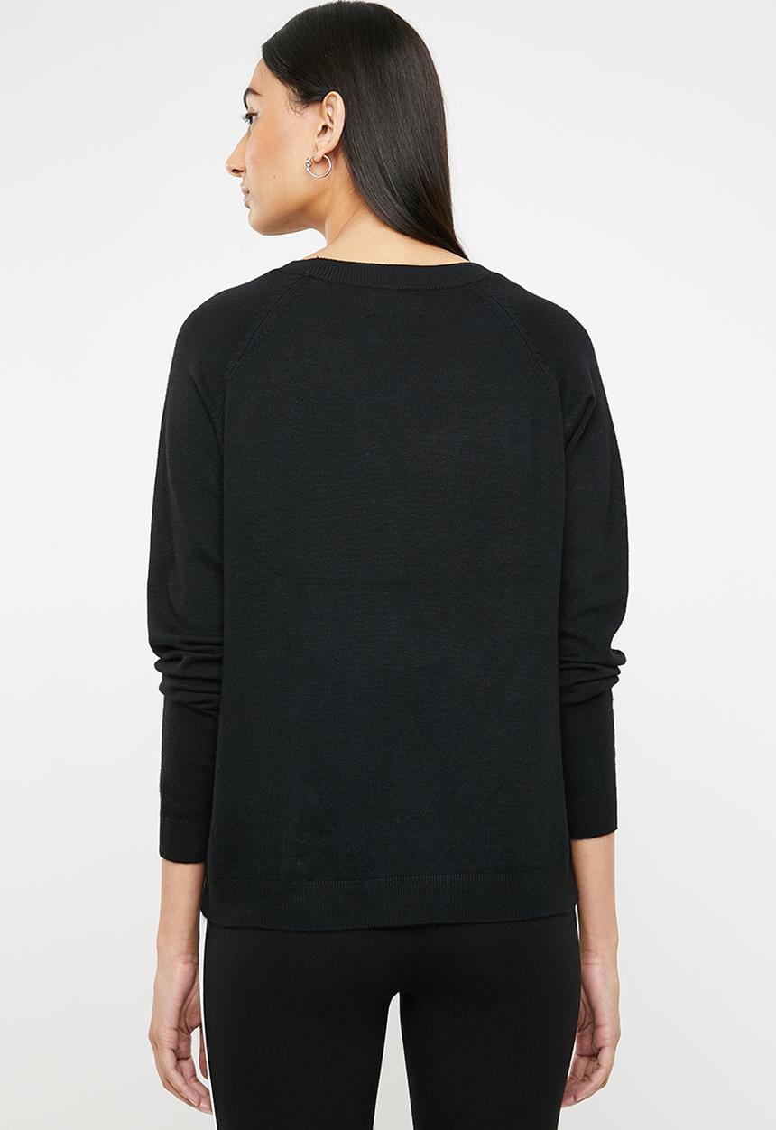 ONLY - Laura long sleeve v-neck pullover - black