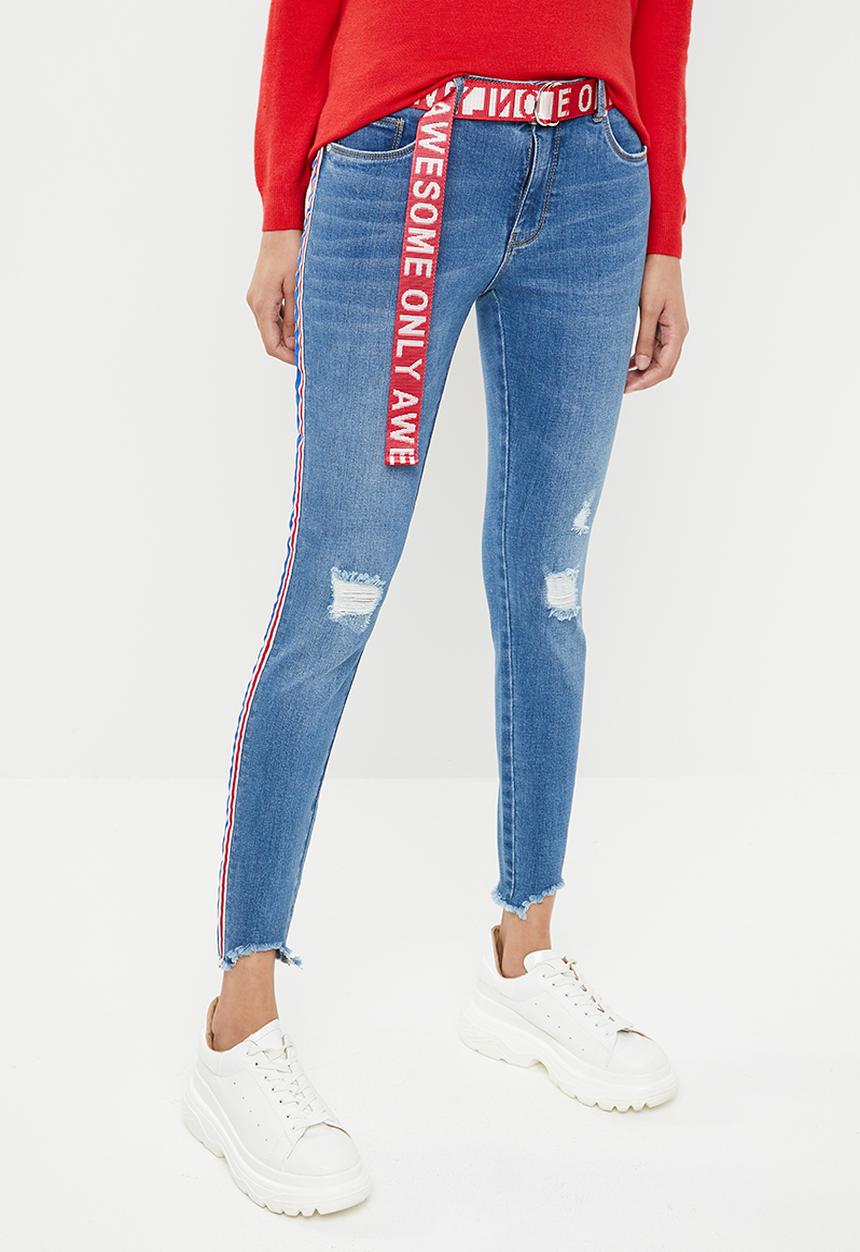 ONLY - Carmen regular tape denim jeans - blue