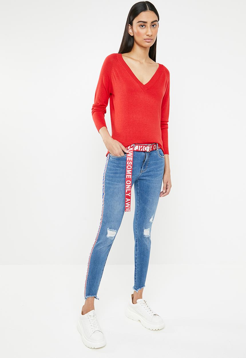 ONLY - Carmen regular tape denim jeans - blue