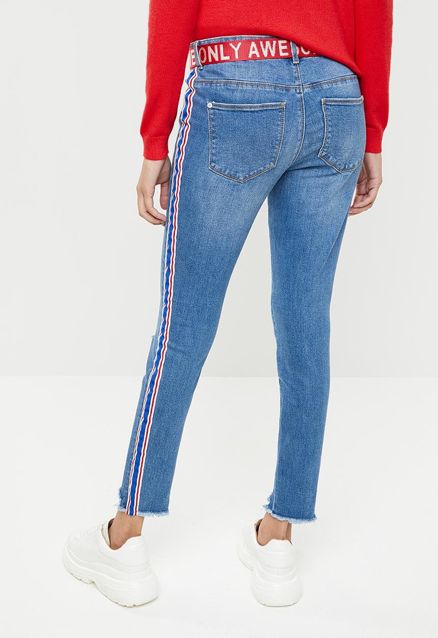 ONLY - Carmen regular tape denim jeans - blue