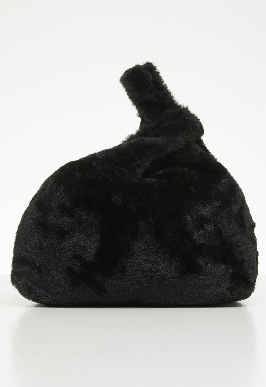 Superbalist - Faux fur knotted bag - black