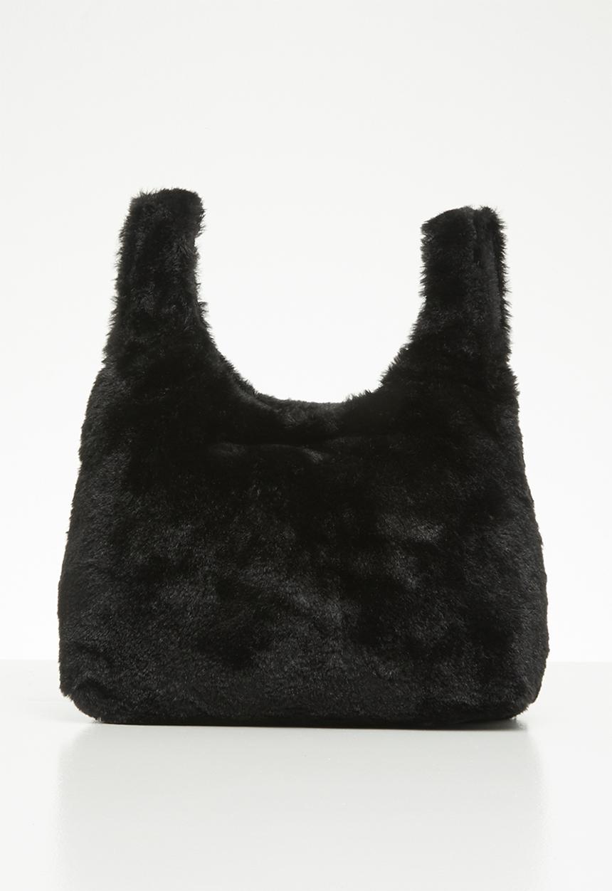 Superbalist - Faux fur knotted bag - black
