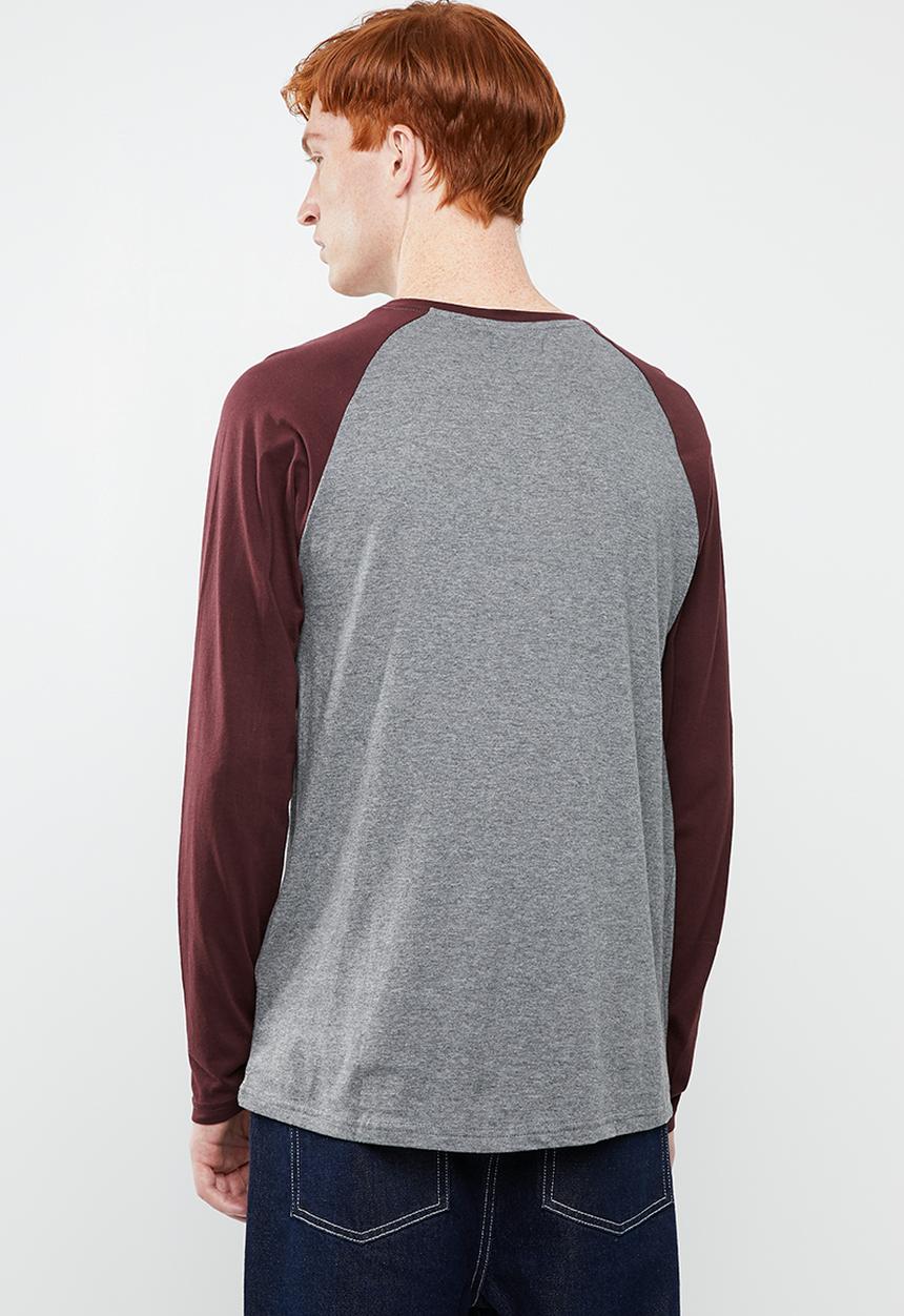 Brave Soul - Rasmus tee - charcoal & burgundy