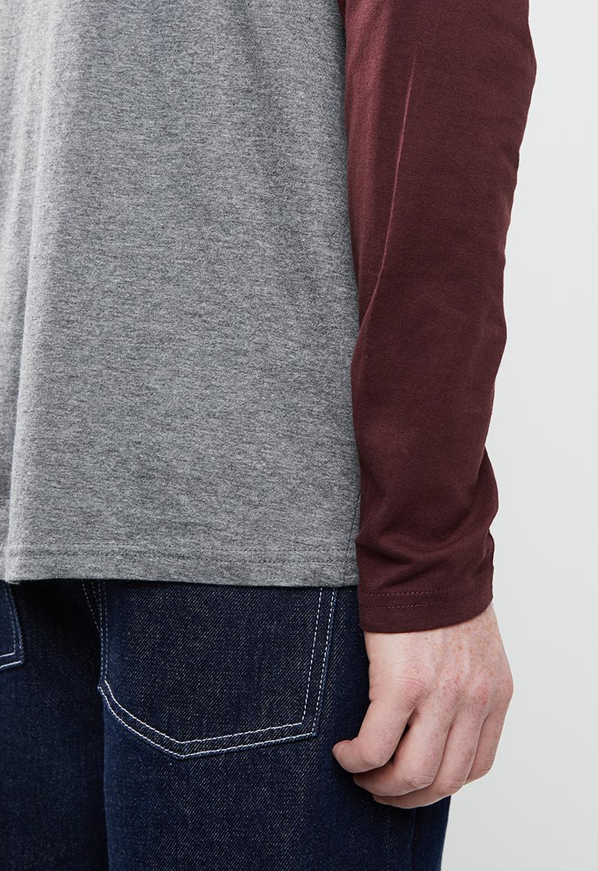 Brave Soul - Rasmus tee - charcoal & burgundy