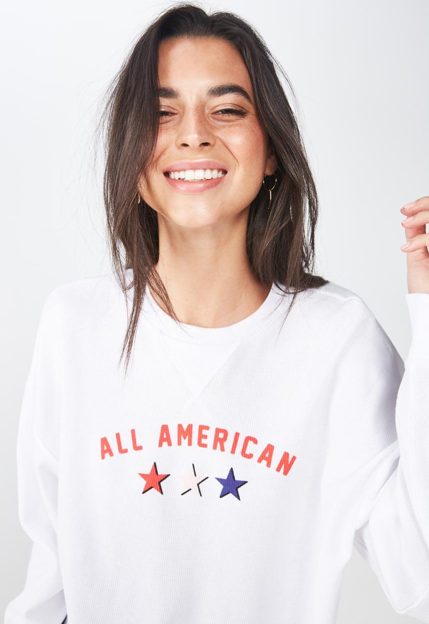 Cotton On - The whitney waffle graphic tee - white