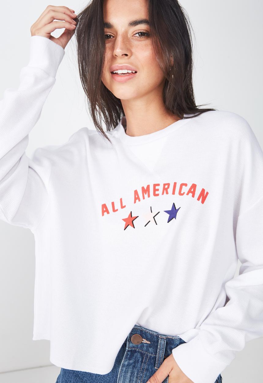Cotton On - The whitney waffle graphic tee - white