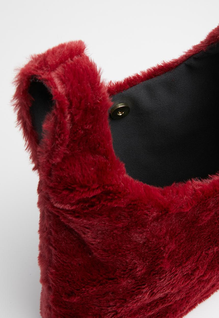 Superbalist - Faux fur knotted bag-burgundy