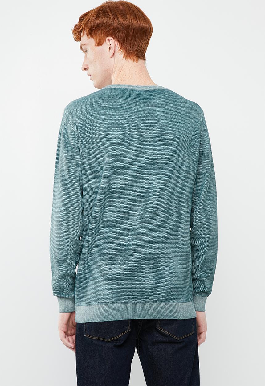 Superbalist - Regular fit pique crew neck knit - blue
