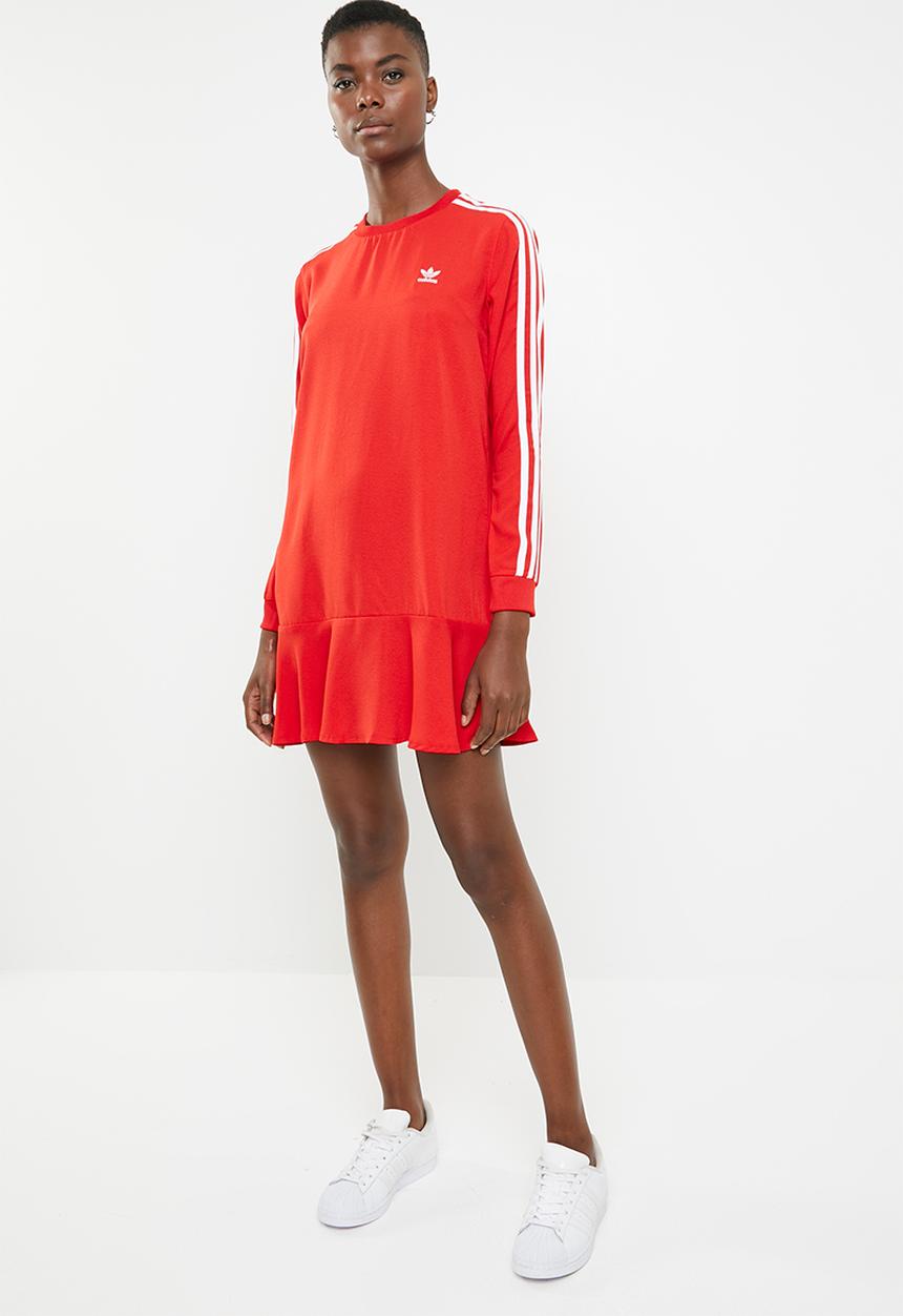adidas Originals - Adidas frill casual dress - red