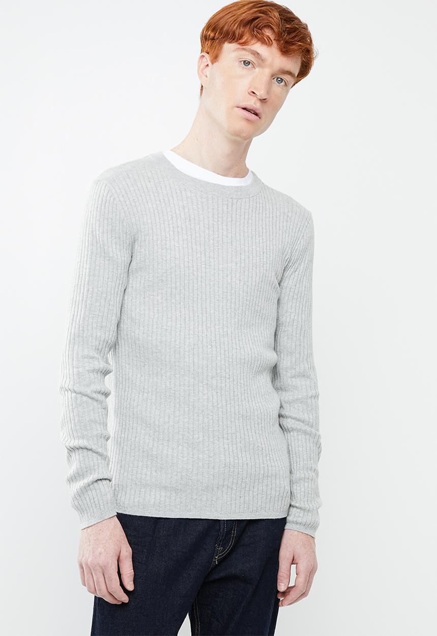 Superbalist - Slim fit ribbed crew neck knit - grey