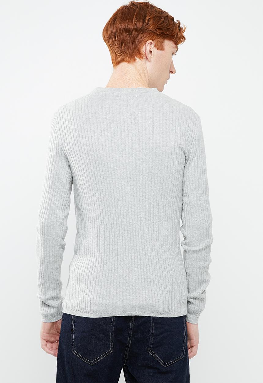 Superbalist - Slim fit ribbed crew neck knit - grey