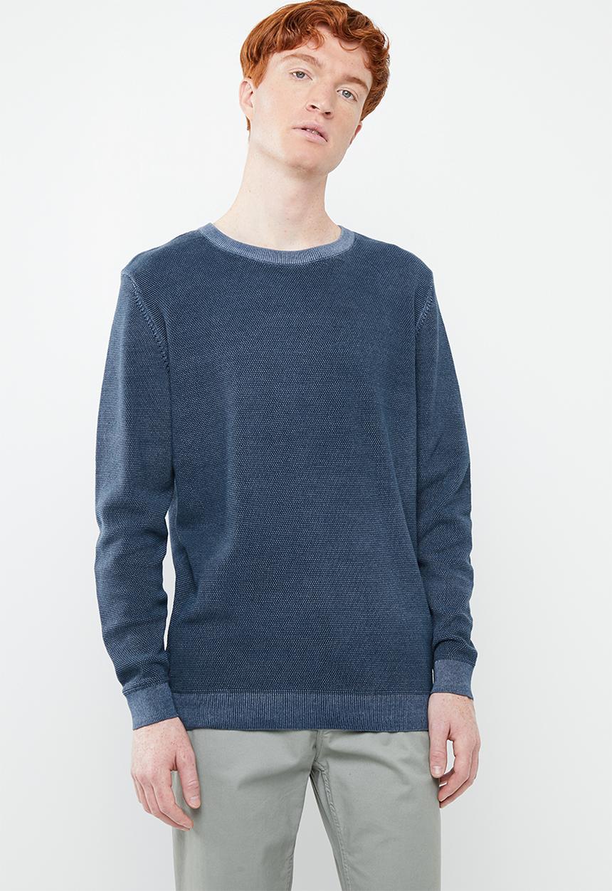 Superbalist - Regular fit fit pique crew neck knit - blue