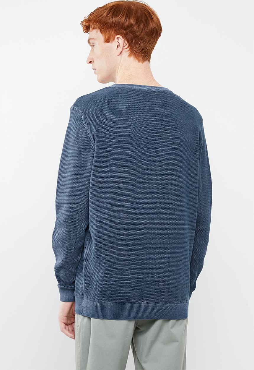 Superbalist - Regular fit fit pique crew neck knit - blue