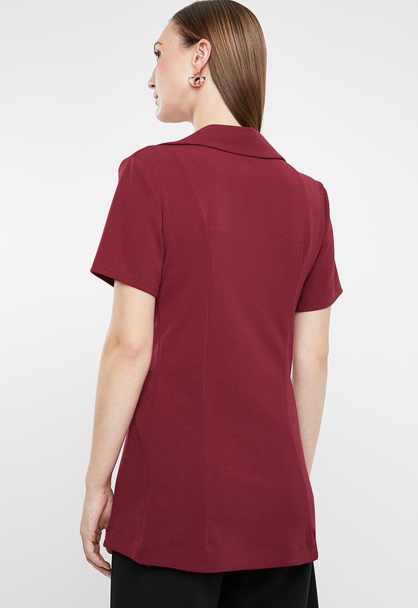 edit - Short sleeve blazer - burgundy