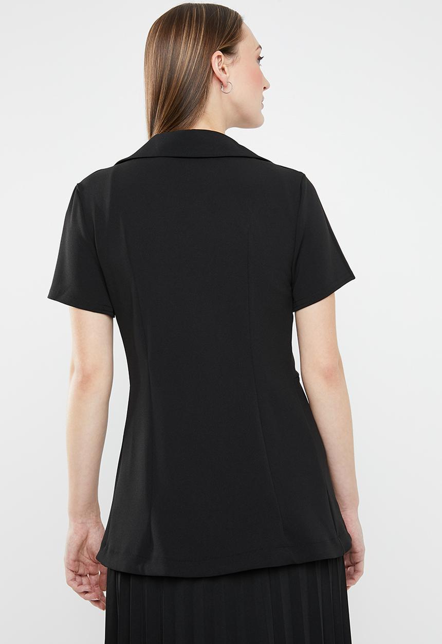 edit - Short sleeve blazer - black
